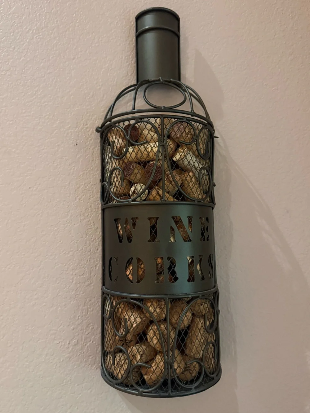 Epic Products WINE CORKS Metal Wine Bottle Shape Cork Cage Wall Hanging